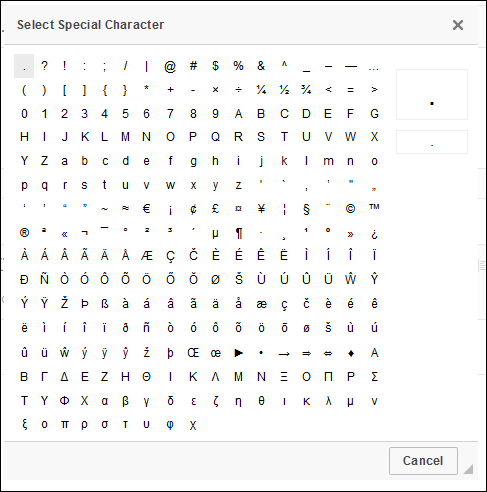 Special Characters